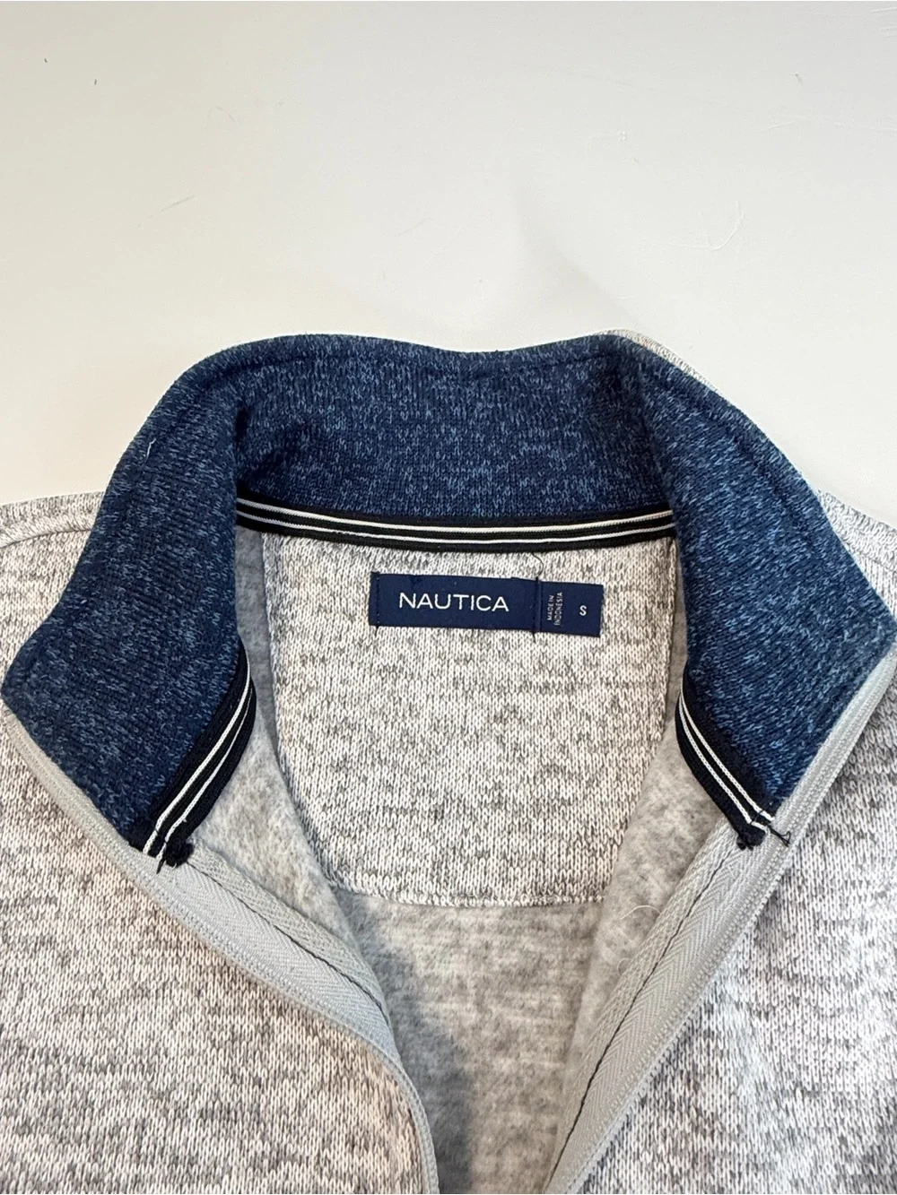 Nautica Men's Gray Heathered Quarter-Zip Sweater Fleece Pullover